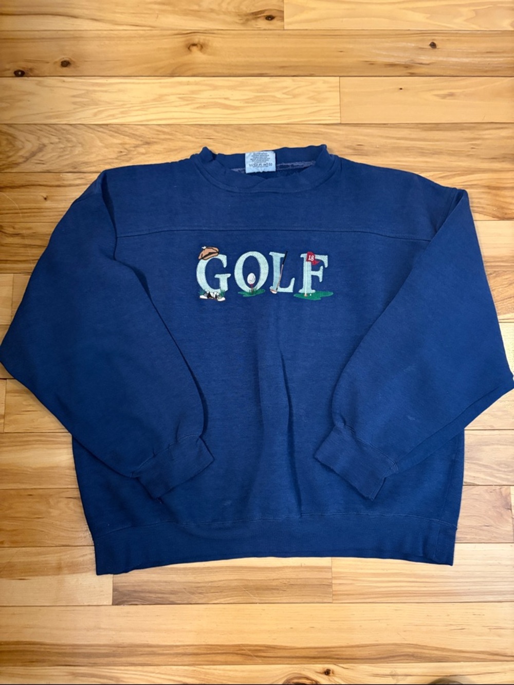 Vintage Men’s Navy 'GOLF' Embroidered Crewneck Sweatshirt (large)